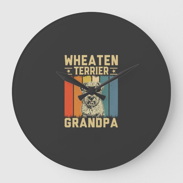 Wheaten Terrier Grandpa Large Clock (Front)
