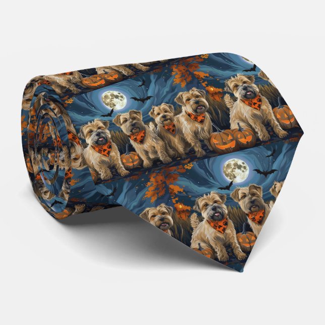 Wheaten Terrier Halloween Spooky Tie (Rolled)