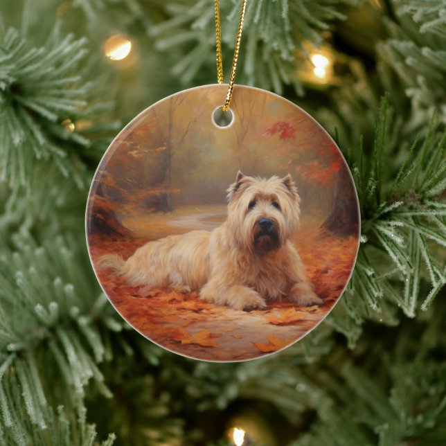 Wheaten Terrier in Autumn Leaves Fall Inspire  Ceramic Tree Decoration (Tree)