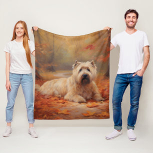 Wheaten Terrier in Autumn Leaves Fall Inspire Fleece Blanket