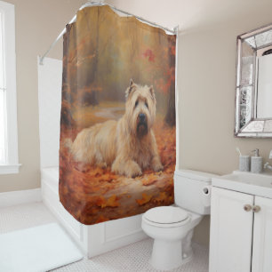 Wheaten Terrier in Autumn Leaves Fall Inspire  Shower Curtain
