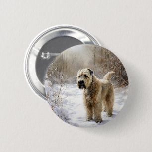 Wheaten Terrier Let It Snow Christmas 6 Cm Round Badge