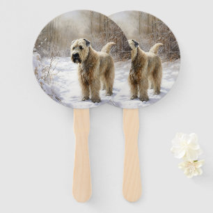 Wheaten Terrier Let It Snow Christmas Hand Fan