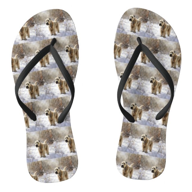 Wheaten Terrier Let It Snow Christmas  Jandals (Footbed)