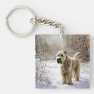 Wheaten Terrier Let It Snow Christmas Key Ring