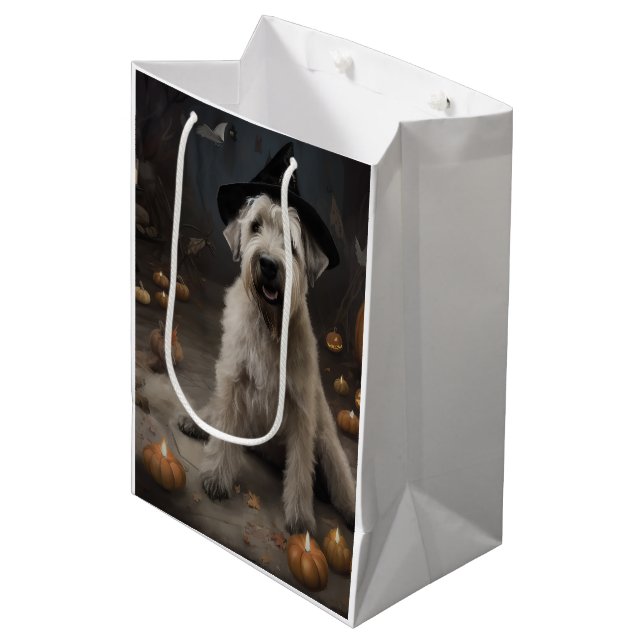Wheaten Terrier Pumpkins Halloween Scary Medium Gift Bag (Front Angled)