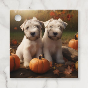 Wheaten Terrier Puppy Autumn Delight Pumpkin Favour Tags