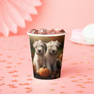 Wheaten Terrier Puppy Autumn Delight Pumpkin Paper Cups