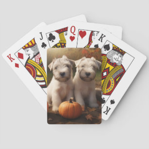 Wheaten Terrier Puppy Autumn Delight Pumpkin Playing Cards