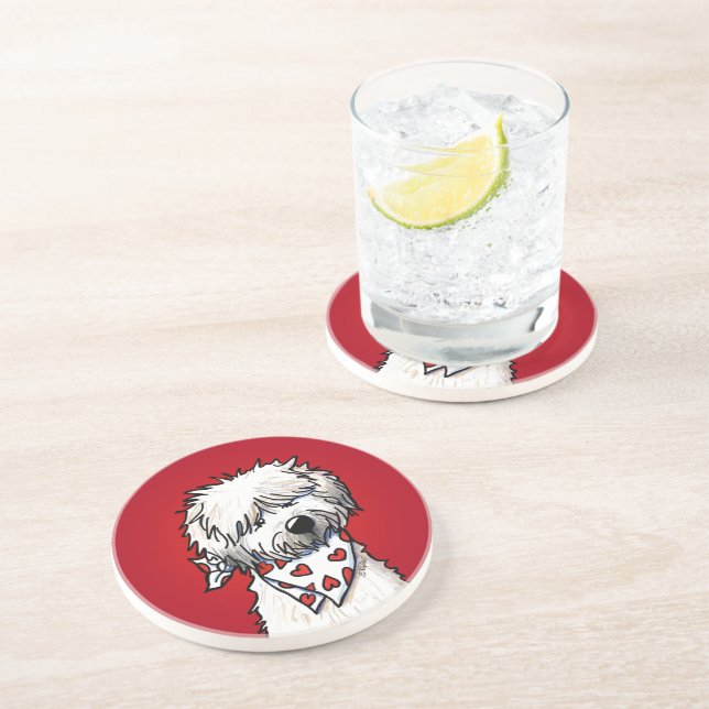 Wheaten Terrier Red Coaster (Side)
