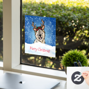 Wheaten Terrier Reindeer Window Cling