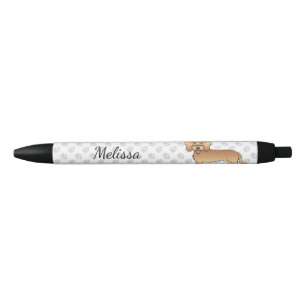 Wheaten Wire Haired Dachshund Cartoon Dog And Name Black Ink Pen