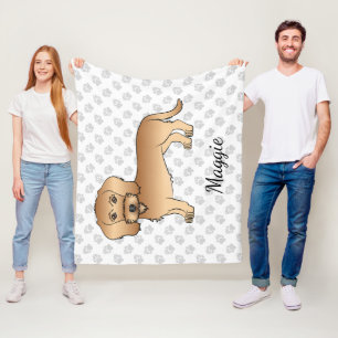 Wheaten Wire Haired Dachshund Cartoon Dog And Name Fleece Blanket
