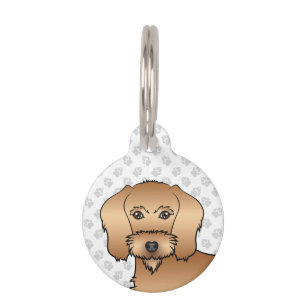 Wheaten Wire Haired Dachshund Cartoon Dog Head Pet Tag