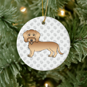 Wheaten Wire Haired Dachshund Cute Cartoon Dog Ceramic Tree Decoration