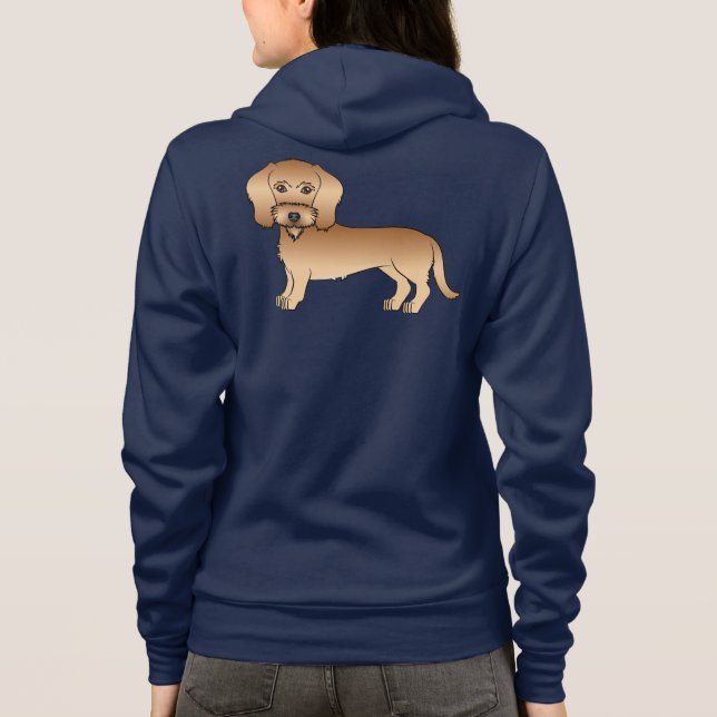 Wheaten Wire Haired Dachshund Cute Cartoon Dog Hoodie (Back)