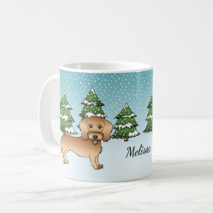 Wheaten Wire Haired Dachshund In A Winter Forest Coffee Mug