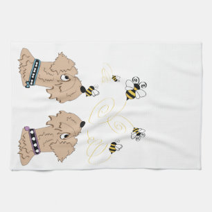 Wheatens and Bees Tea Towel