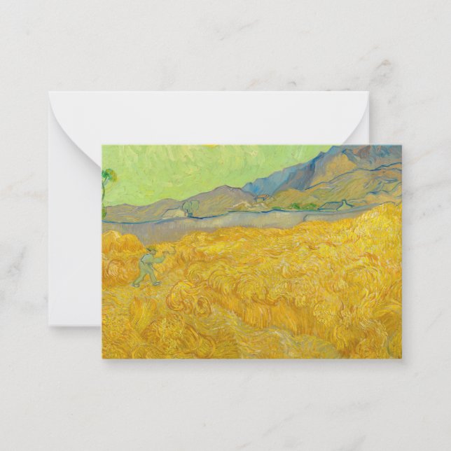 Wheatfield with a Reaper, 1889 by Vincent van Gogh Card (Front)