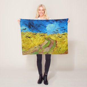 Wheatfield with Crows, Van Gogh Fleece Blanket