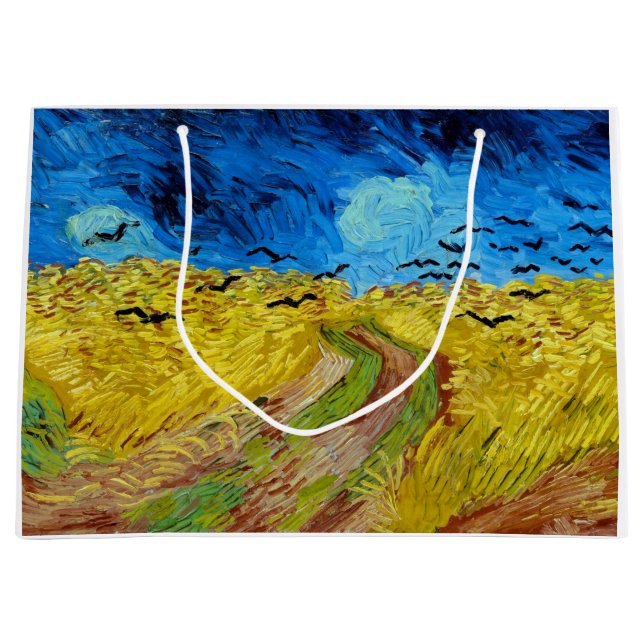Wheatfield with Crows, Van Gogh Large Gift Bag (Front)