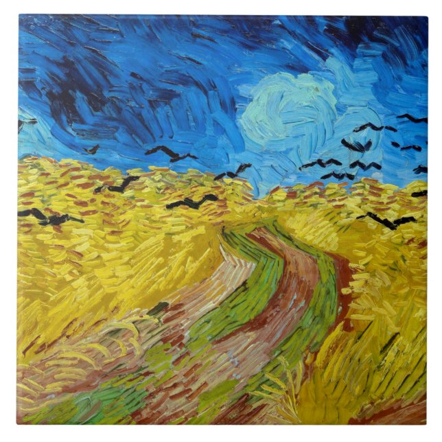Wheatfield with Crows, Van Gogh Tile (Front)