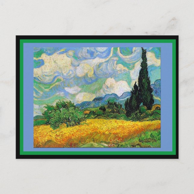 Wheatfield with Cypresses, Van Gogh, Postcard (Front)