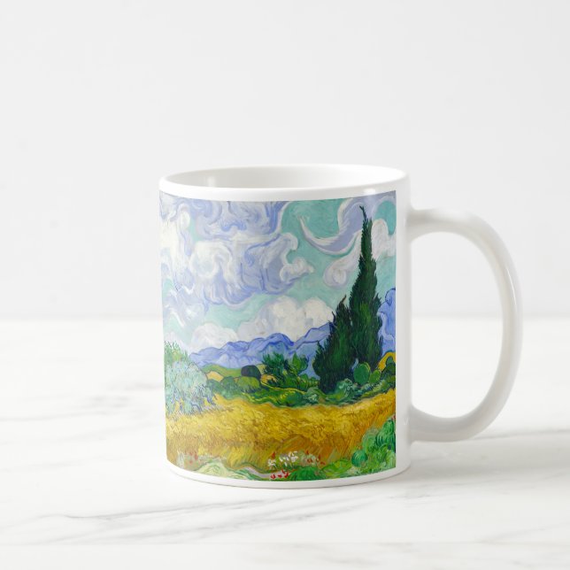 Wheatfield with Cypresses, Vincent Van Gogh Coffee Mug (Right)