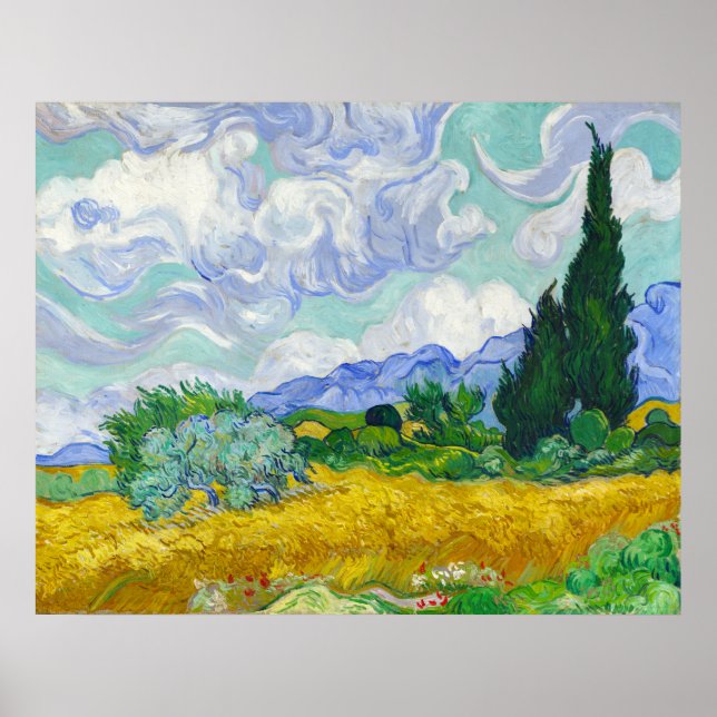 Wheatfield with Cypresses, Vincent Van Gogh Poster (Front)