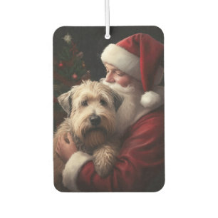 Wheaton Terrier With Santa Claus Festive Christmas Car Air Freshener