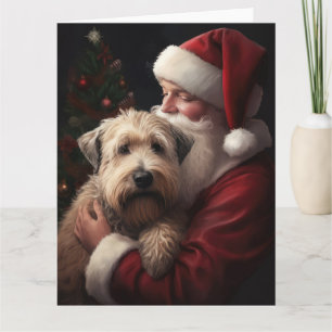 Wheaton Terrier With Santa Claus Festive Christmas Card