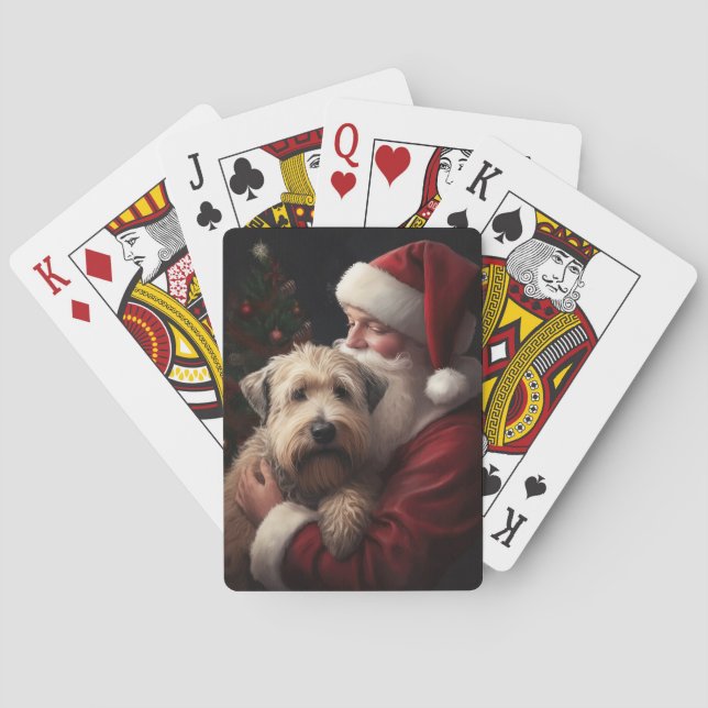 Wheaton Terrier With Santa Claus Festive Christmas Playing Cards (Back)