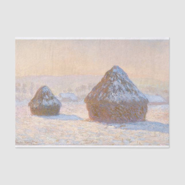 Wheatstacks, Snow Effect, Morning, by Claude Monet Tissue Paper (Front)