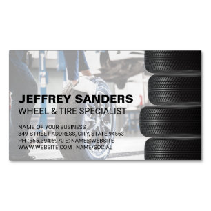 Wheel and Tire Services   Car Repair Magnetic Business Card