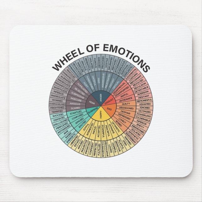 Wheel Emotion Chart Mental Health Therapy Chart  Mouse Pad (Front)