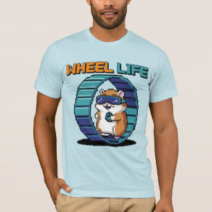 Wheel Life Pixel Art Hamster Gaming T-Shirt