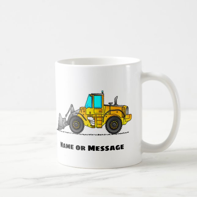 Wheel Loader Mug, Digger Mugs, Construction Theme Coffee Mug (Right)