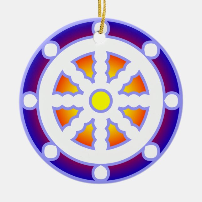 Wheel of Dharma Ceramic Tree Decoration (Front)