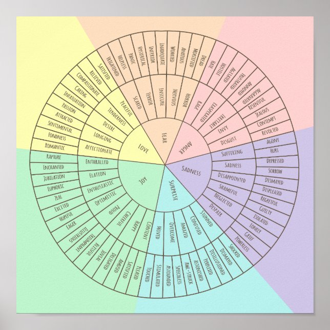 Wheel of emotions and feelings poster (Front)