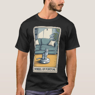 Wheel of Fortune Tarot Card Cat Robot Vacuum Clean T-Shirt