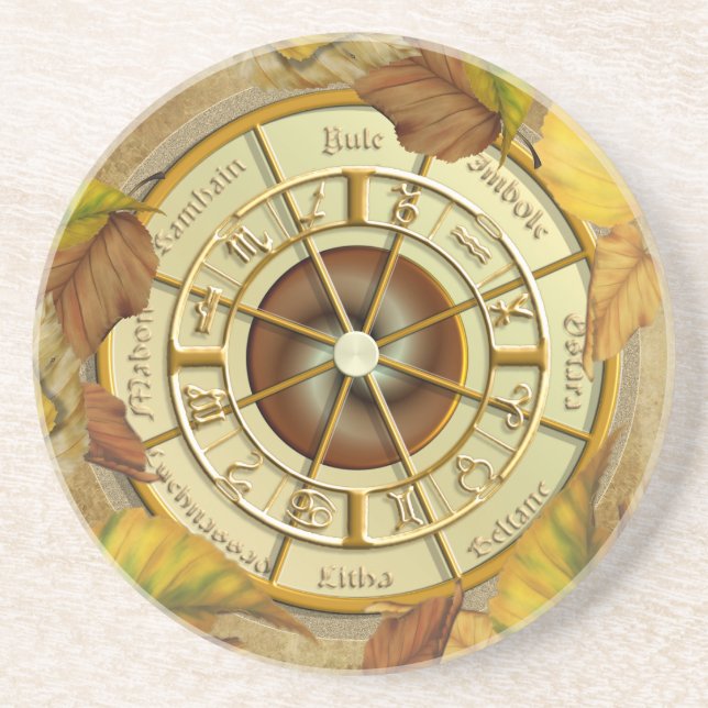 Wheel of the Year Sandstone Coaster (Front)
