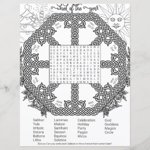 Wheel of the Year Wicca Pagan Word Search Page