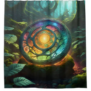 Wheel Of Wonder – Ancient Stone Spiral Art Shower Curtain
