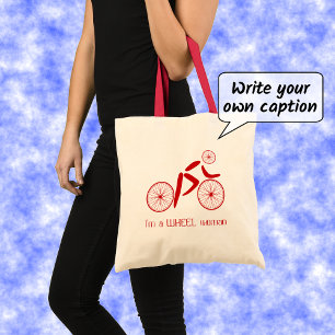 Wheel woman funny cycling sports tote bag