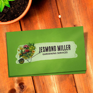 Wheelbarrow Flowers - Gardening Services Art Business Card