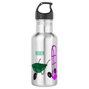 Wheelbarrow & hand trolley cartoon illustration 532 ml water bottle