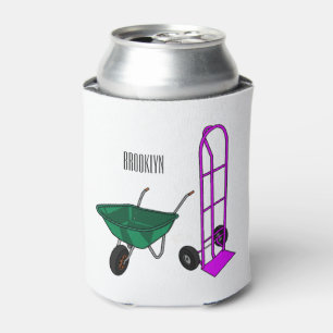 Wheelbarrow & hand trolley cartoon illustration can cooler