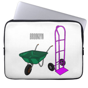 Wheelbarrow & hand trolley cartoon illustration laptop sleeve