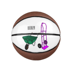 Wheelbarrow & hand trolley cartoon illustration mini basketball