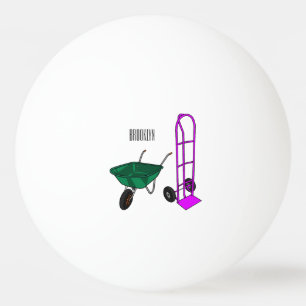 Wheelbarrow & hand trolley cartoon illustration ping pong ball